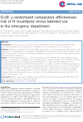 Cover page: CLUE: a randomized Comparative effectiveness trial of IV nicardipine versus Labetalol Use in the Emergency department