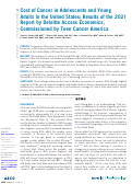 Cover page: Cost of Cancer in Adolescents and Young Adults in the United States: Results of the 2021 Report by Deloitte Access Economics, Commissioned by Teen Cancer America