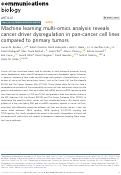 Cover page: Machine learning multi-omics analysis reveals cancer driver dysregulation in pan-cancer cell lines compared to primary tumors