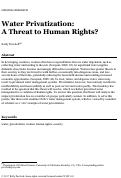 Cover page: Water Privatization:  A Threat to Human Rights?