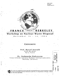 Cover page: Proceedings of the France/Berkeley Workshop on Nuclear Waste Disposal