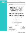 Cover page: Business Value of Information Technology (Eight Dimensions of Business Value)