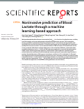 Cover page: Noninvasive prediction of Blood Lactate through a machine learning-based approach
