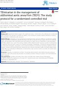 Cover page: TElmisartan in the management of abDominal aortic aneurYsm (TEDY): The study protocol for a randomized controlled trial