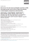 Cover page: Risk factors for late bowel and bladder toxicities in NRG Oncology prostate cancer trials of high-risk patients: A meta-analysis of physician-rated toxicities.