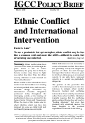 Cover page: Policy Brief 03: Ethnic Conflict and International Intervention