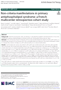 Cover page: Non-criteria manifestations in primary antiphospholipid syndrome: a French multicenter retrospective cohort study