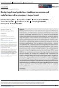 Cover page: Designing clinical guidelines that improve access and satisfaction in the emergency department.