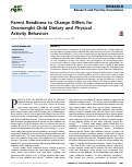 Cover page: Parent Readiness to Change Differs for Overweight Child Dietary and Physical Activity Behaviors