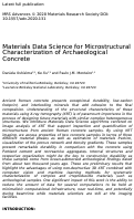 Cover page: Materials Data Science for Microstructural Characterization of Archaeological Concrete