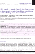 Cover page: High‐protein vs. standard‐protein diets in overweight and obese patients with heart failure and diabetes mellitus: findings of the Pro‐HEART trial