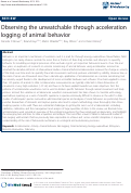 Cover page: Observing the unwatchable through acceleration logging of animal behavior