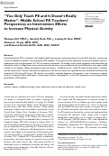 Cover page: “You Only Teach PE and It Doesn’t Really Matter”: Middle School PE Teachers’ Perspectives on Intervention Efforts to Increase Physical Activity