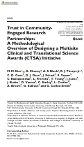 Cover page: Trust in Community-Engaged Research Partnerships: A Methodological Overview of Designing a Multisite Clinical and Translational Science Awards (CTSA) Initiative.