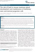 Cover page: The role of Sox9 in mouse mammary gland development and maintenance of mammary stem and luminal progenitor cells