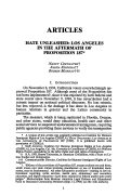 Cover page: Hate Unleashed: Los Angeles in the Aftermath of Proposition 187