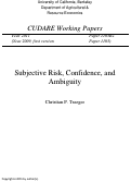Cover page: Subjective Risk, Confidence, and Ambiguity