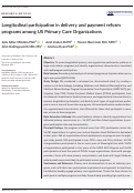 Cover page: Longitudinal participation in delivery and payment reform programs among US Primary Care Organizations