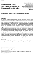 Cover page: Multicultural Policy and Political Support in European Democracies