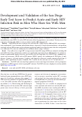 Cover page: Development and Validation of the San Diego Early Test Score to Predict Acute and Early HIV Infection Risk in Men Who Have Sex With Men