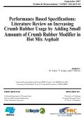 Cover page: Performance Based Specifications: Literature Review on Increasing Crumb Rubber Usage by Adding Small Amounts of Crumb Rubber Modifier in Hot Mix Asphalt