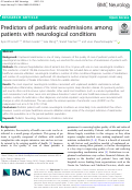 Cover page: Predictors of pediatric readmissions among patients with neurological conditions