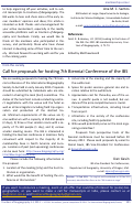 Cover page: from the society: Call for proposals for hosting 7th Biennial Conference of the IBS