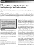 Cover page: Ketogenic Diets and Mitochondrial Function: Benefits for Aging But Not for Athletes