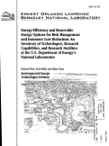 Cover page: Energy efficiency and renewable energy options for risk management and insurance loss reduction: An inventory of technologies, research capabilities, and research facilities at the U.S. Department of Energy's National Laboratories