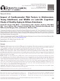 Cover page: Impact of Cardiovascular Risk Factors in Adolescence, Young Adulthood, and Midlife on Late-Life Cognition: Study of Healthy Aging in African Americans