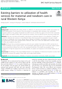 Cover page: Existing barriers to utilization of health services for maternal and newborn care in rural Western Kenya