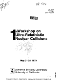 Cover page: 1ST. WORKSHOP ON ULTRA-RELATIVISTIC NUCLEAR COLLISIONS. MAY 21-24, 1979