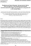 Cover page: Neighborhood Racial Diversity, Socioeconomic Status, and Perceptions of HIV-Related Discrimination and Internalized HIV Stigma Among Women Living with HIV in the United States