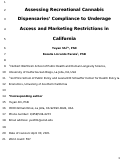 Cover page: Assessment of Recreational Cannabis Dispensaries’ Compliance With Underage Access and Marketing Restrictions in California