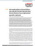 Cover page: Hermaphrodites and parasitism: size-specific female reproduction drives infection by an ephemeral parasitic castrator