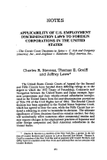 Cover page: Applicability of U.S. Employment Discrimination Laws to Foreign Corporations in the Untied States --The Circuit Court Decisions in <em>Spiess v. C. Itoh and Company (America), Inc.,</em> and <em>Avigliano v. Sumitomo Shoji America, Inc..</em>
