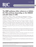 Cover page: The BMP pathway either enhances or inhibits the Wnt pathway depending on the SMAD4 and p53 status in CRC