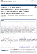 Cover page: Detecting a familiar person behind the surgical mask: recognition without identification among masked versus sunglasses-covered faces
