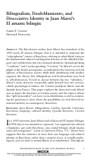 Cover page: Bilingualism, Desdoblamiento, and Dissociative Identity in Juan Marsé’s El amante bilingüe