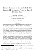 Cover page: Broken Elevators in the Cathedral: The Burden of Determining Property Rules &amp; Liability Rules
