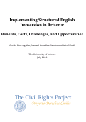 Cover page of Implementing Structured English Immersion (SEI) in Arizona: Benefits, Costs, Challenges, and Opportunities