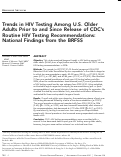 Cover page: Trends in HIV Testing among U.S. Older Adults Prior to and since Release of CDC's Routine HIV Testing Recommendations: National Findings from the BRFSS