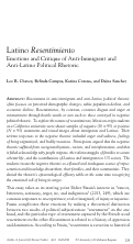 Cover page: Latino Resentimiento: Emotions and Critique of Anti-Immigrant and Anti-Latino Political Rhetoric