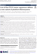 Cover page: Loss of the PTCH1 tumor suppressor defines a new subset of plexiform fibromyxoma