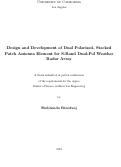 Cover page: Design and Development of Dual Polarized, Stacked Patch Antenna Element for S-Band Dual-Pol Weather Radar Array