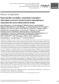 Cover page: Reproducible variability: assessing investigator discordance across 9 research teams attempting to reproduce the same observational study.