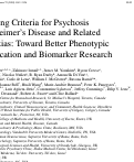 Cover page: Revisiting Criteria for Psychosis in Alzheimer's Disease and Related Dementias: Toward Better Phenotypic Classification and Biomarker Research.