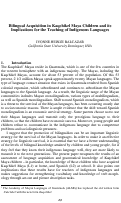 Cover page: Bilingual Acquisition in Kaqchikel Maya Children and its Implications for the Teaching of Indigenous Languages