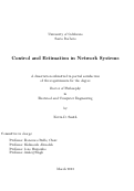 Cover page: Control and Estimation in Network Systems