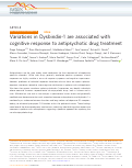 Cover page: Variations in Dysbindin-1 are associated with cognitive response to antipsychotic drug treatment